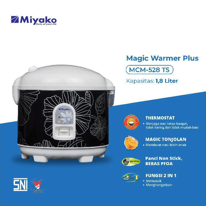 Miyako Rice Cooker Magic Warmer Plus MCM-528 1.8 Liter - MCM528 TS